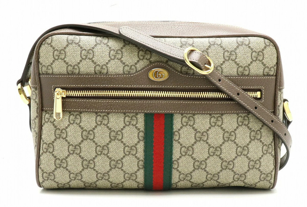 Gucci Ophidia GG Supreme Crossbody Bag Leather Beige Brown Cream